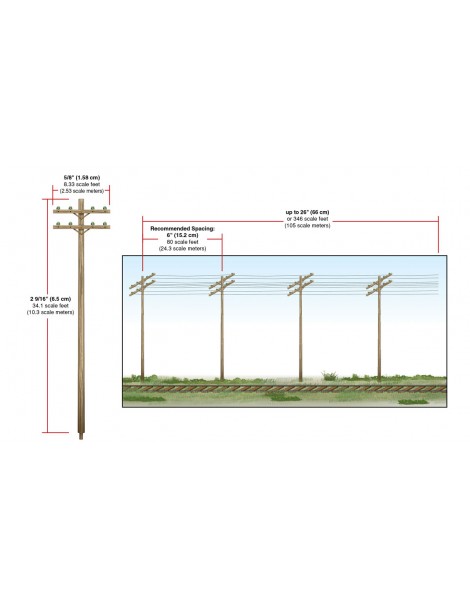 POSTES DOBLES PRECABLEADOS (4 UNID.), WOODLAND SCENICS US2251