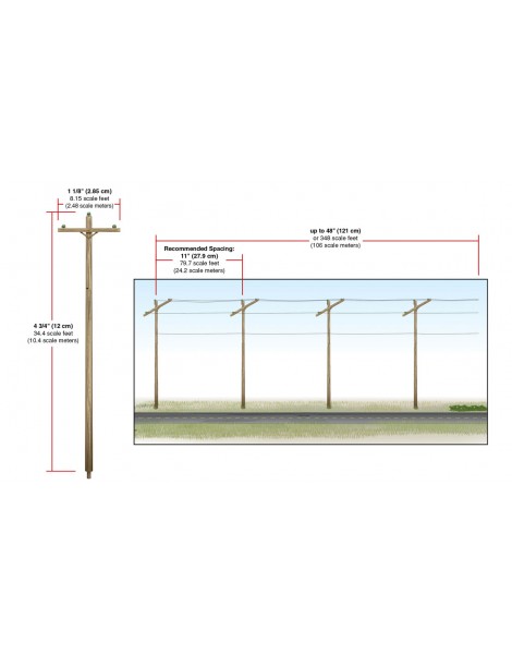 POSTES SIMPLES PRECABLEADOS (4 UNID.), WOODLAND SCENICS US2265