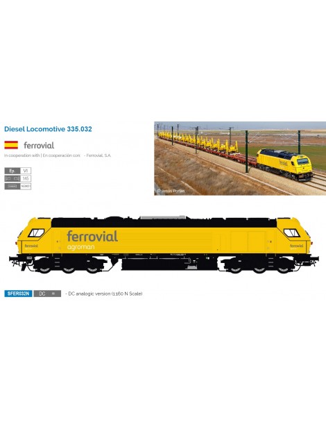 LOCOMOTORA DIESEL 335.032 "FERROVIAL" SERIE 335, SUDEXPRESS SFER032N