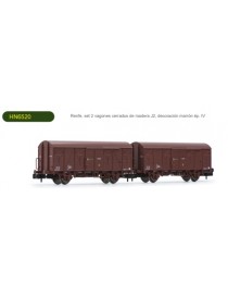 SET 2 VAGONES CERRADOS DE MADERA RENFE J2, ARNOLD HN6520