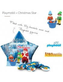 CAJITA ESTRELLA PLAYMOBIL CON MONEDAS DE CHOCOLATE Y CLICK GNOMOS