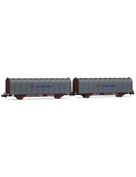 HN6711 ARNOLD SET 2 VAGONES ENTOLDADOS DE 2 EJES TIPO LIS CON LOGOTIPO MODERNO TRANSFESA