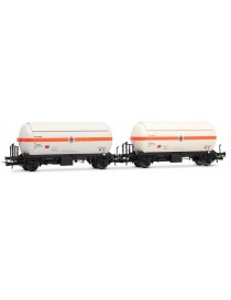 HE6072 ELECTROTREN SET 2 VAGONES CISTERNAS PR DE GAS "BUTANO S.A." BLANCO-NARANJA
