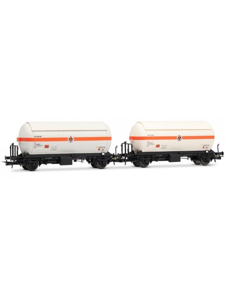 HE6072 ELECTROTREN SET 2 VAGONES CISTERNAS PR DE GAS "BUTANO S.A." BLANCO-NARANJA