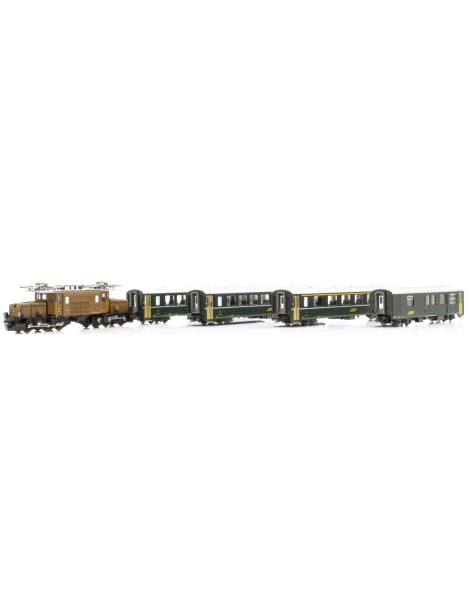 10-1987D KATO LOCOMOTORA CROCODILE GE 6/6 + SET 4 COCHES RhB