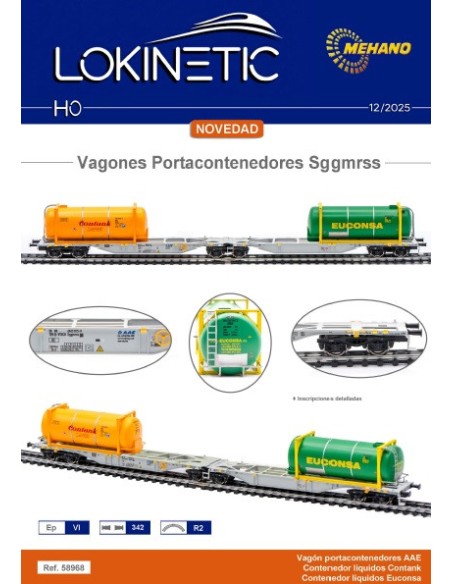 58968 MEHANO VAGÓN SGGMRSS AAE + CONTENEDOR LÍQUIDOS CONTANK + CONTENEDOR  LÍQUIDOS EUCONS