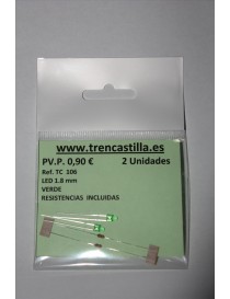 2 LED 1,8 mm VERDE, TRENCASTILLA TC106
