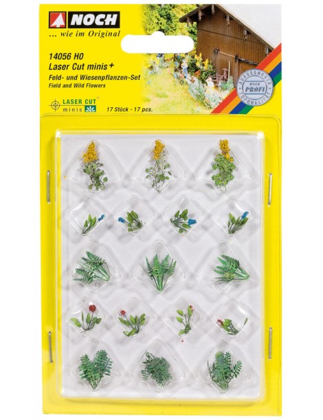 CONJUNTO 17 PLANTAS DE FLORES SILVESTRES LASER CUT MINIS, NOCH 14056