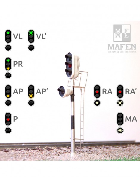 SEÑAL LUMINOSA DE 3 ASPECTOS - REBASE AUTORIZADO,  MAFEN 913.02